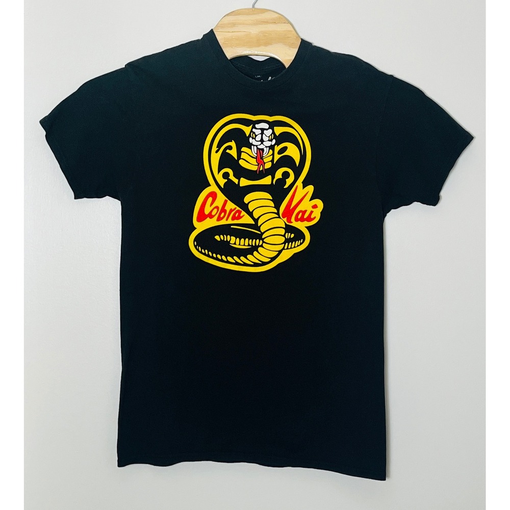 Cobra Kai Graphic T-Shirt Mens Med Black Karate Kid Snake Logo Ripple Junction
